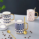Tasse ceramique style britannique couvercle cuillere bord elegant