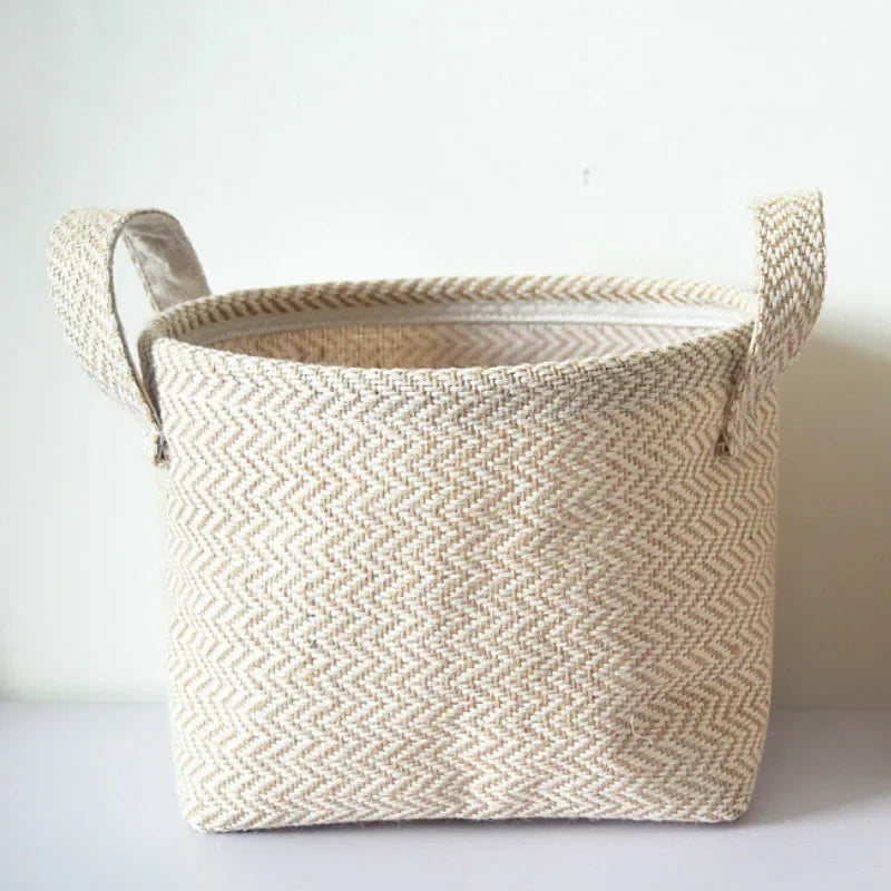 panier de rangement en toile de jute tissée multifonctionnel - vue 6 sur 8