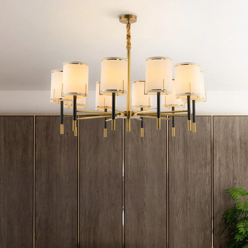 Lustre design luxe Cuivre avec abat-jour style américain - vue 3 sur 6