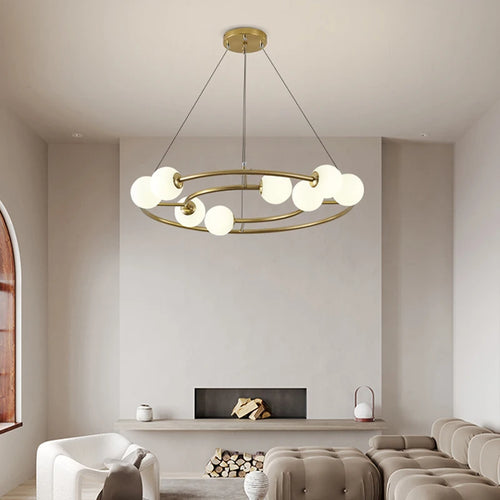 Lustre suspendu en anneau créatif au design nordique moderne