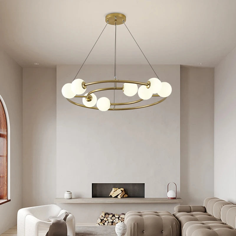 Lustre suspendu en anneau créatif au design nordique moderne - vue 7 sur 10