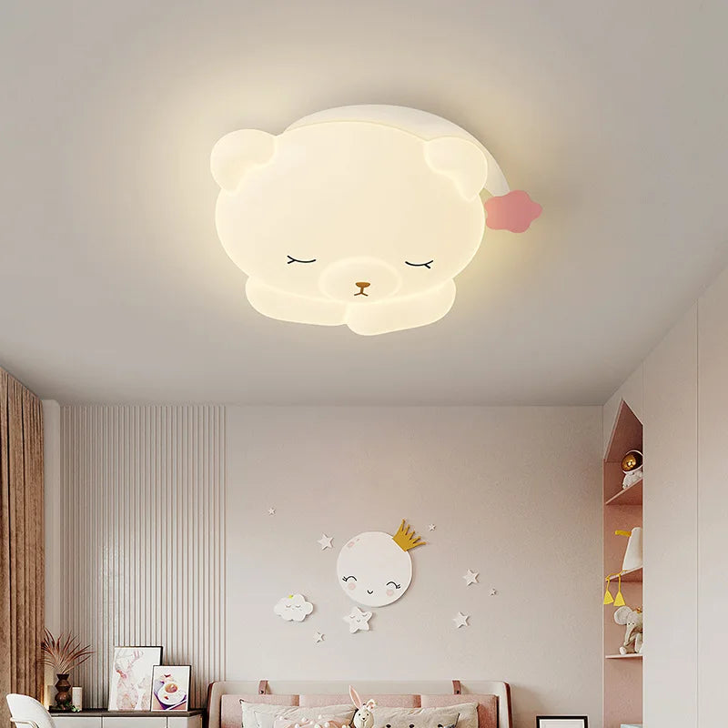 Mignon bonnet de nuit ours lampe chambre d'enfants plafonniers romantique chaud chambre de bébé garçon fille chambre plafonniers dessin animé chambre décor - vue 2 sur 9