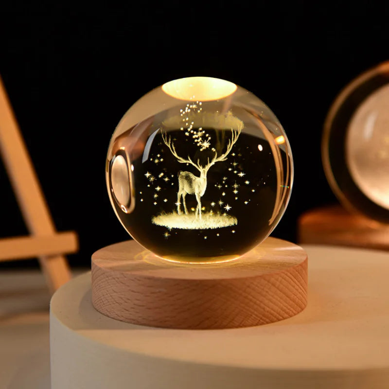 boule de cristal 3D système solaire gravé cadeau décoratif - vue 12 sur 32