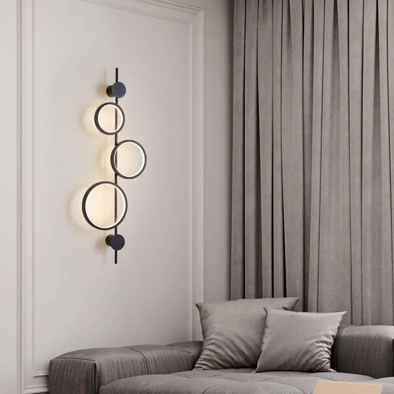 applique murale nordique minimaliste 3 anneaux métal intérieur art déco