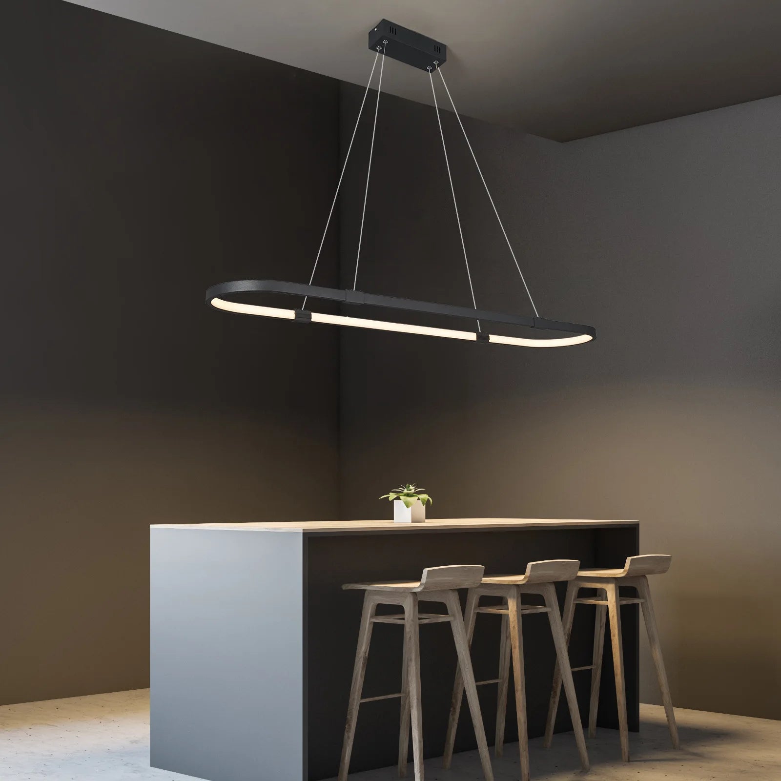 suspension moderne à led pour décoration intérieure linéaire et élégante - vue 4 sur 7