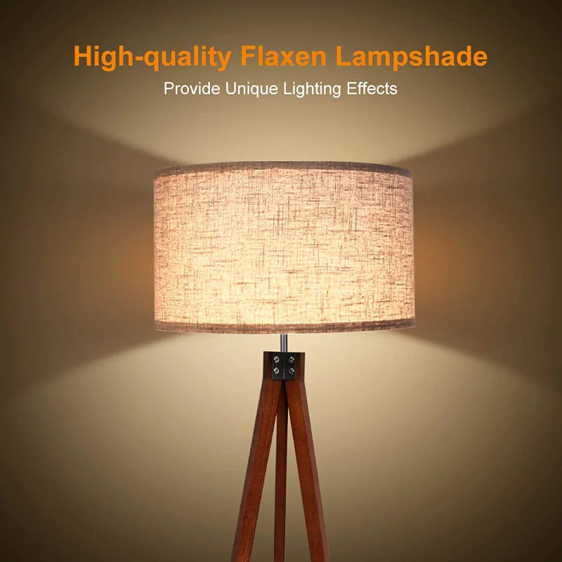 lampadaire kd en bois massif américain simple avec support de sol led - vue 5 sur 5