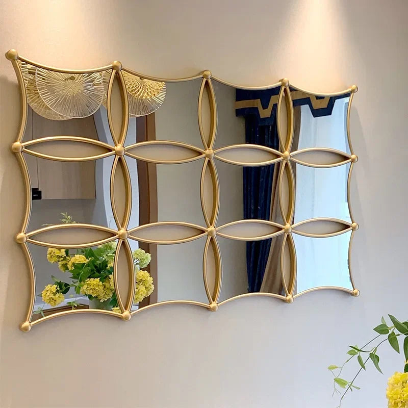 décoration murale en métal style nordique miroir de luxe en fer forgé - vue 4 sur 18