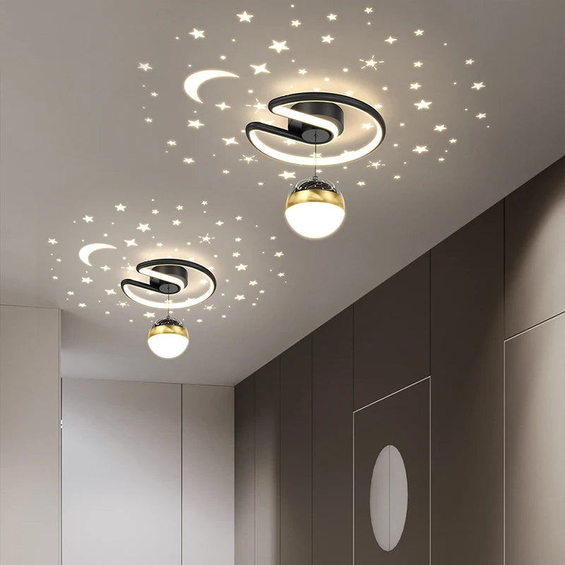 Noir gris 28W LED plafonnier pour couloir boule de verre nuances Foyer allée éclairage intérieur Luminaire Lustre effet étoile