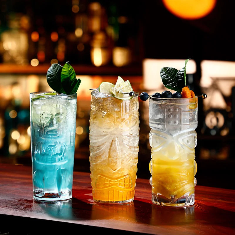 Mug tiki en verre transparent style tropical bar - vue 5 sur 7