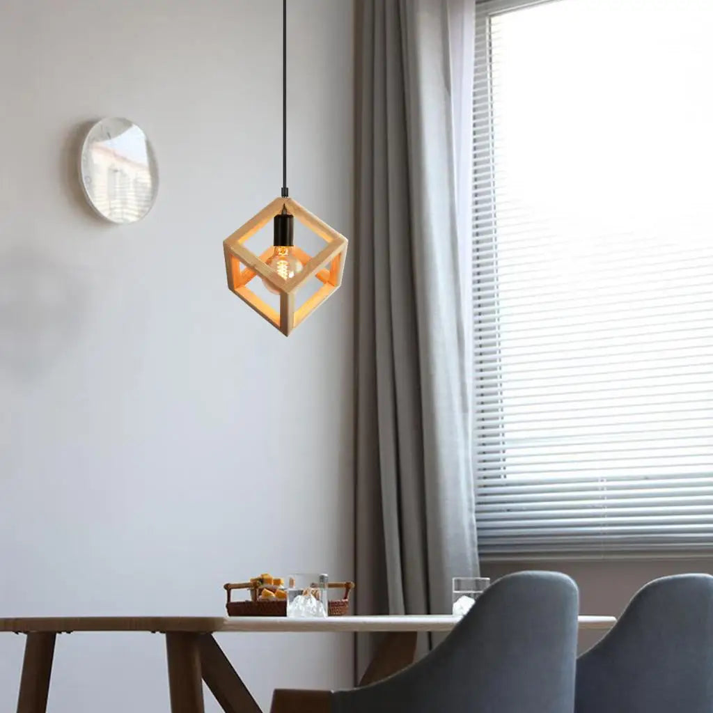 suspension vintage nordique en bois pour éclairage intérieur - vue 5 sur 20