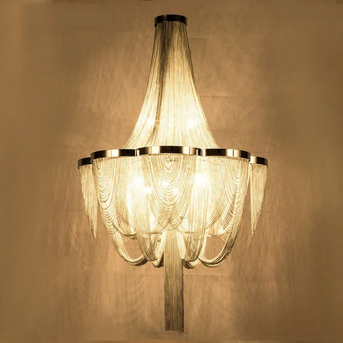 Lustres argentés modernes allumant le lustre de luxe de salon avec les lumières de gland en aluminium de chambre à coucher de frange d'or pour la cuisine