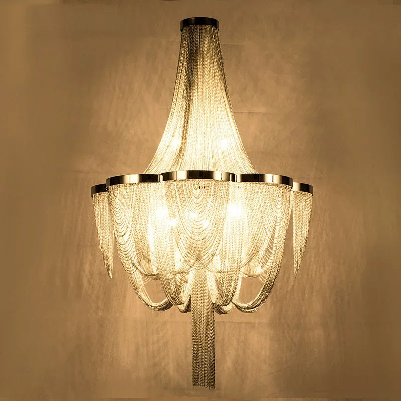 Lustres argentés modernes allumant le lustre de luxe de salon avec les lumières de gland en aluminium de chambre à coucher de frange d'or pour la cuisine - vue 3 sur 8
