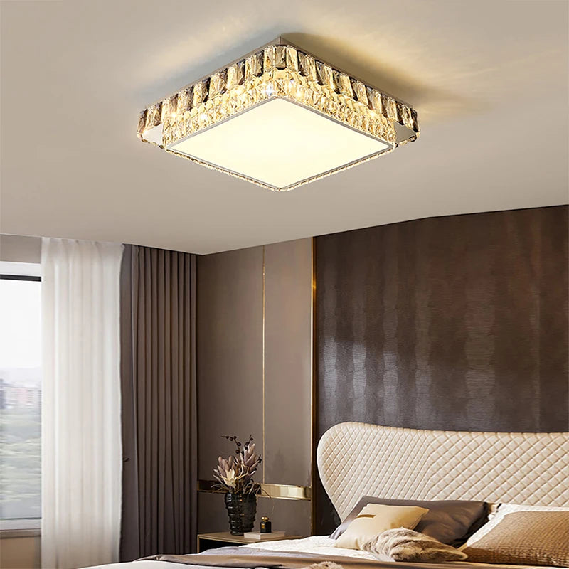 plafonnier led en cristal de luxe rond moderne - vue 5 sur 15