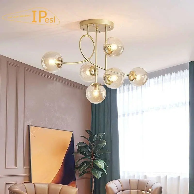 plafonnier nordique en verre créatif luxe haricot magique - vue 5 sur 13