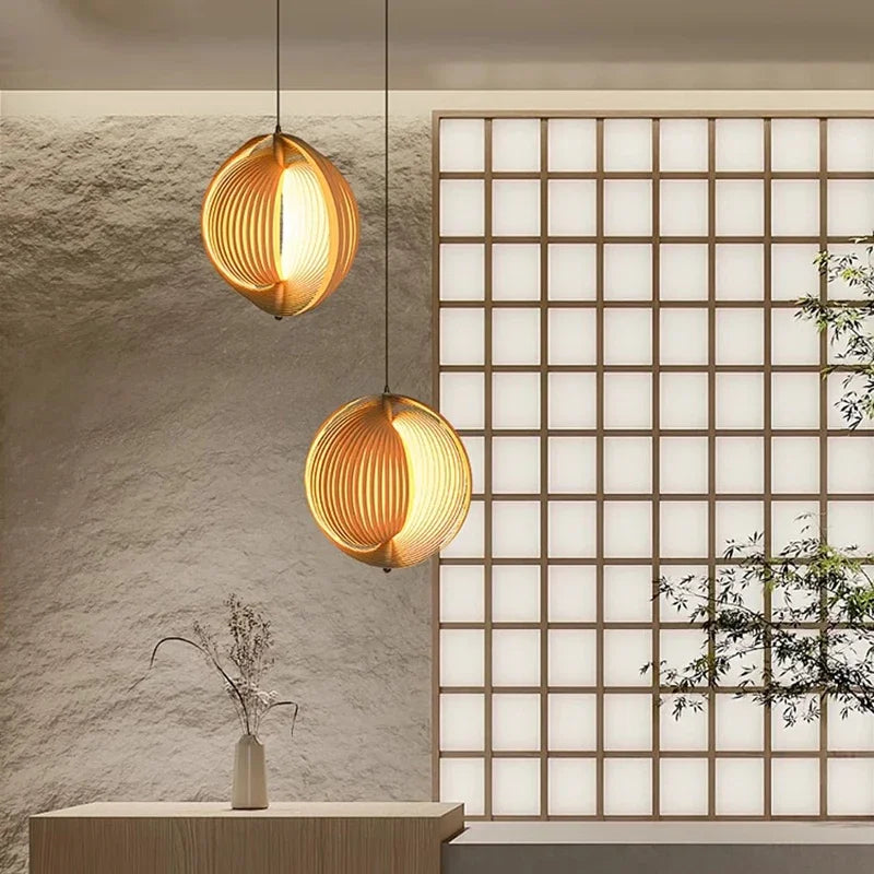 suspension en bois wabi sabi pour décoration intérieure moderne - vue 3 sur 22