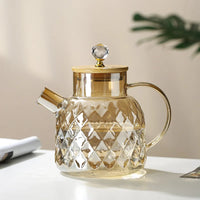 Bouilloire en verre avec filtre et couvercle bambou