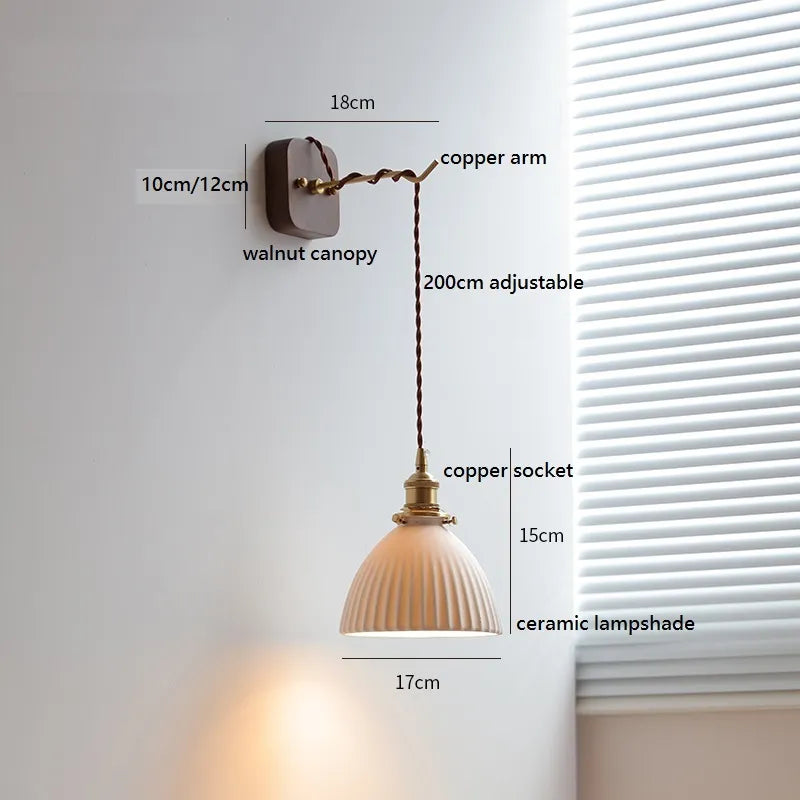 applique murale led noyer cuivre moderne baguette plug-in - vue 4 sur 23