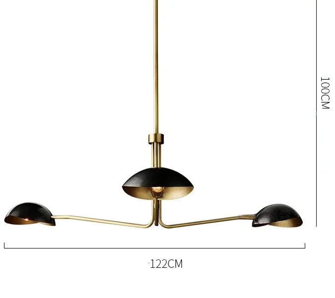 lustre rétro en cuivre lampe créative à bras long design industriel