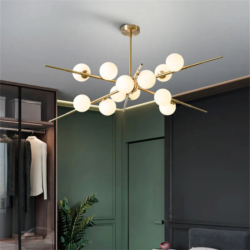 lustre design bauhaus sputnik en verre pour éclairage moderne - vue 5 sur 9