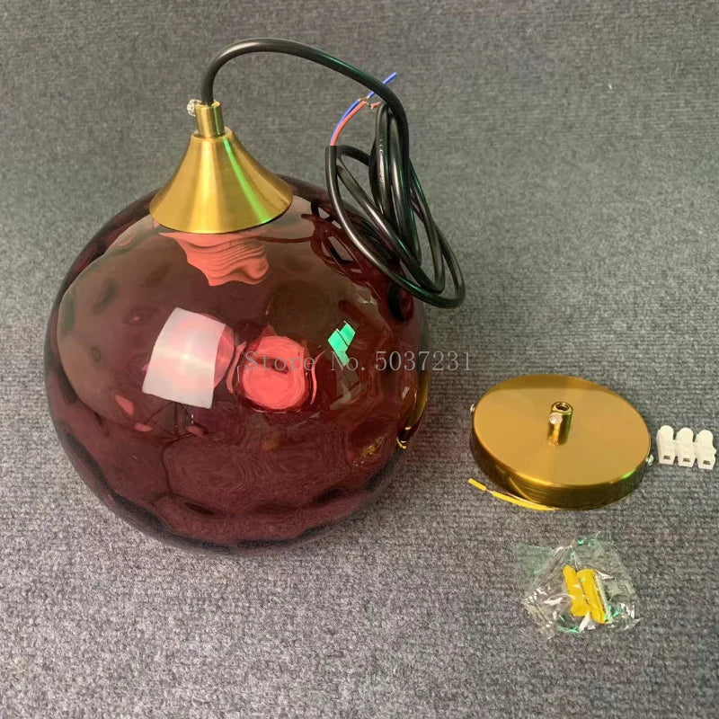 Lustre boule de verre coloré nordique lampes suspendues moderne Grain d'eau Restaurant cuisine luminaire suspendu chambre lampe de chevet - vue 4 sur 29