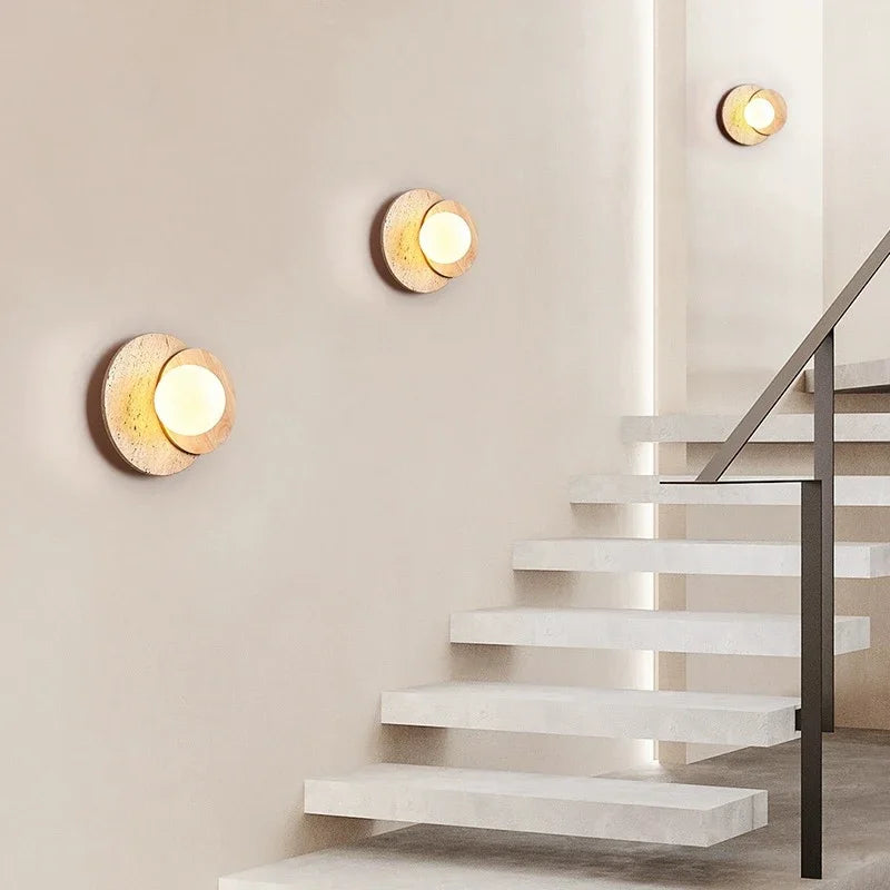 applique murale nordique à led en pierre et bois - vue 5 sur 7