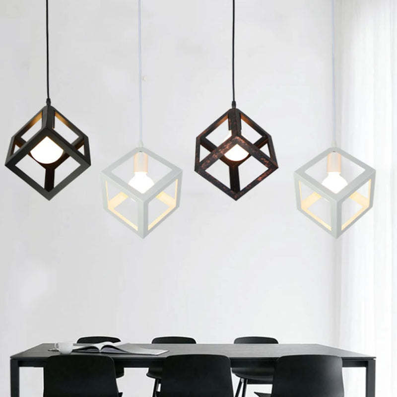 lampe suspendue industrielle rétro en fer pour intérieur