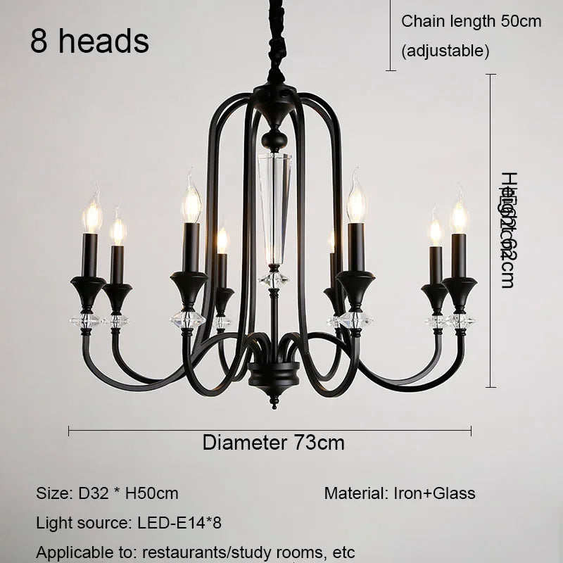 lustre rétro luxe en cristal style américain - vue 8 sur 10