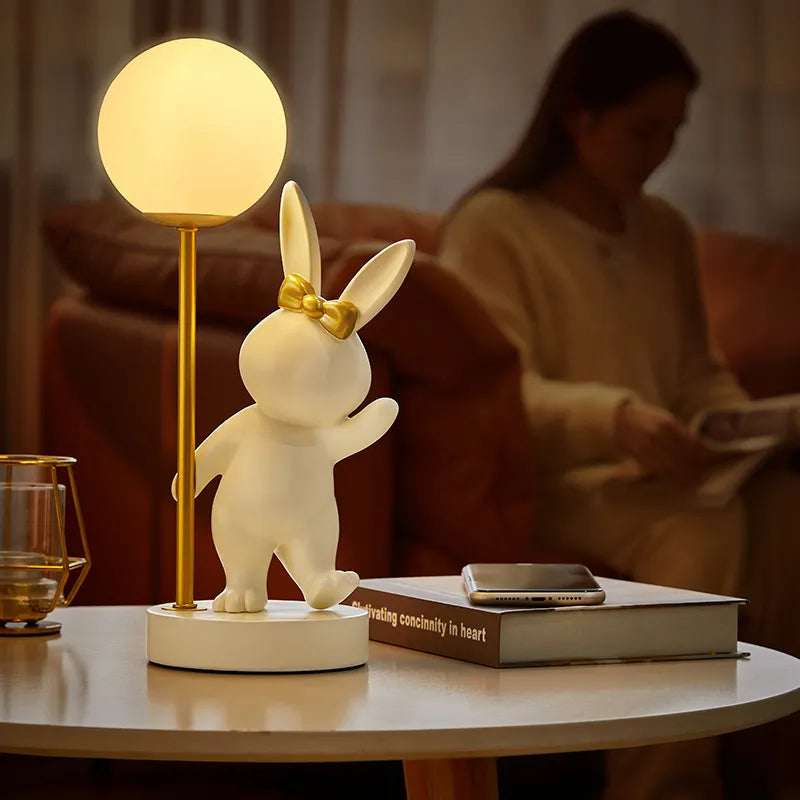 Lampe de Table en forme de lapin rose nordique