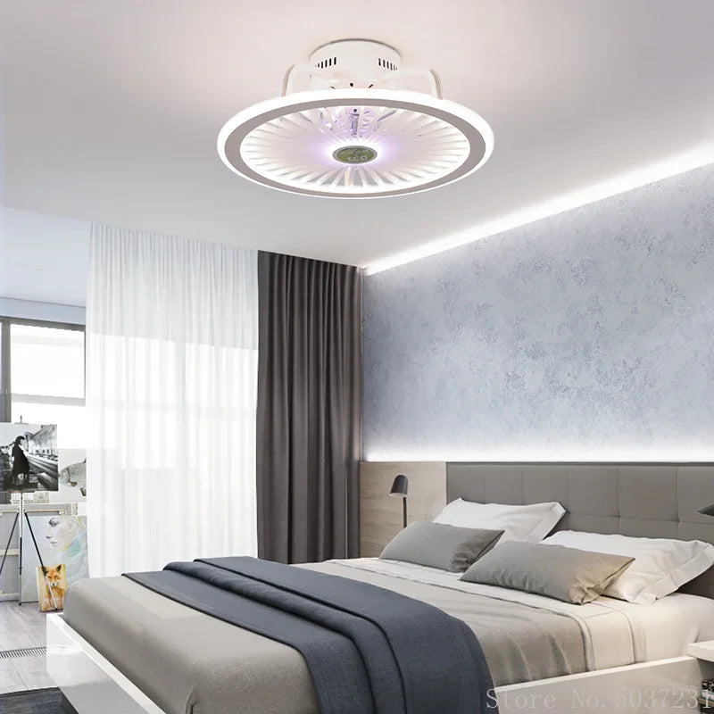 110V / 220V Nordic Simple Bedroom Ceiling Fan Lamp Invisible Restaurant Living Room Children's Room Intelligent Fan Home Decor - vue 4 sur 13