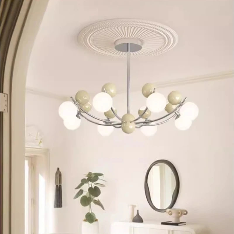 lustre moderne en verre en forme de fleur créatif et rétro - vue 5 sur 9
