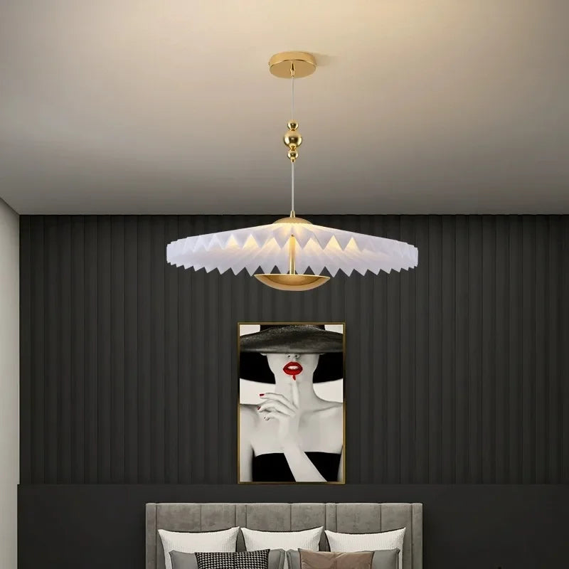 lustre plissé pliant minimaliste led soucoupe volante - vue 4 sur 12
