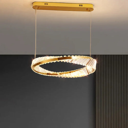 Plafonnier design doré moderne avec cristal