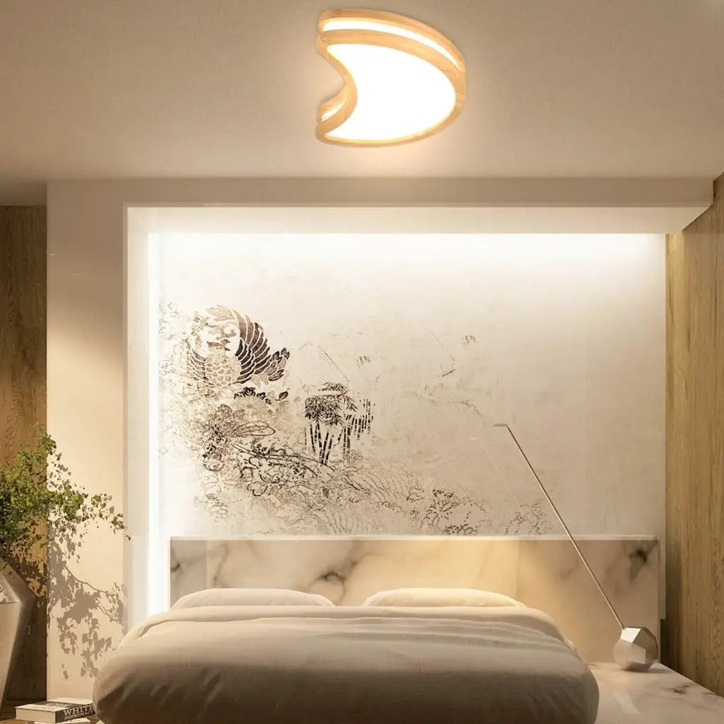 Plafonnier Led en bois avec lune Simple - vue 3 sur 7