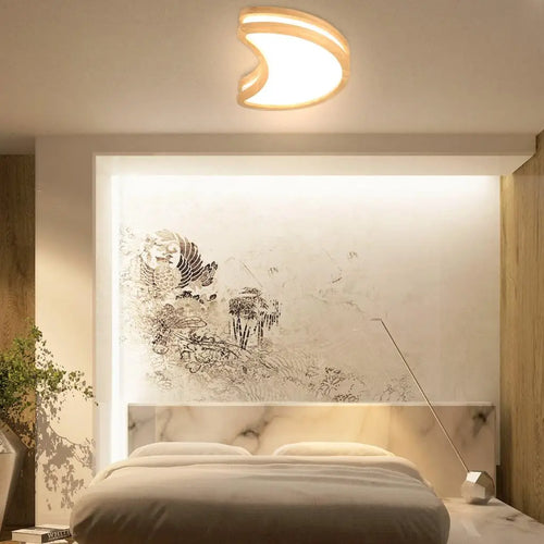 Plafonnier Led en bois avec lune Simple