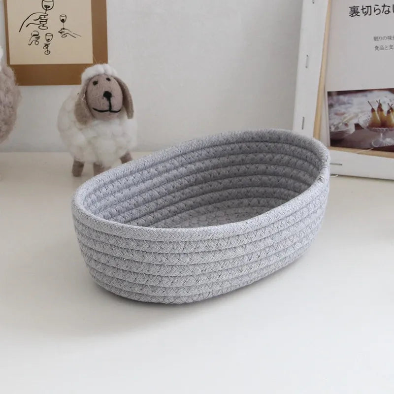 paniers de rangement en corde de coton nordique pour organisation - vue 10 sur 9