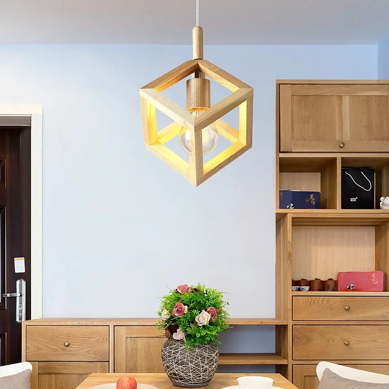 suspension moderne en bois massif pour éclairage intérieur