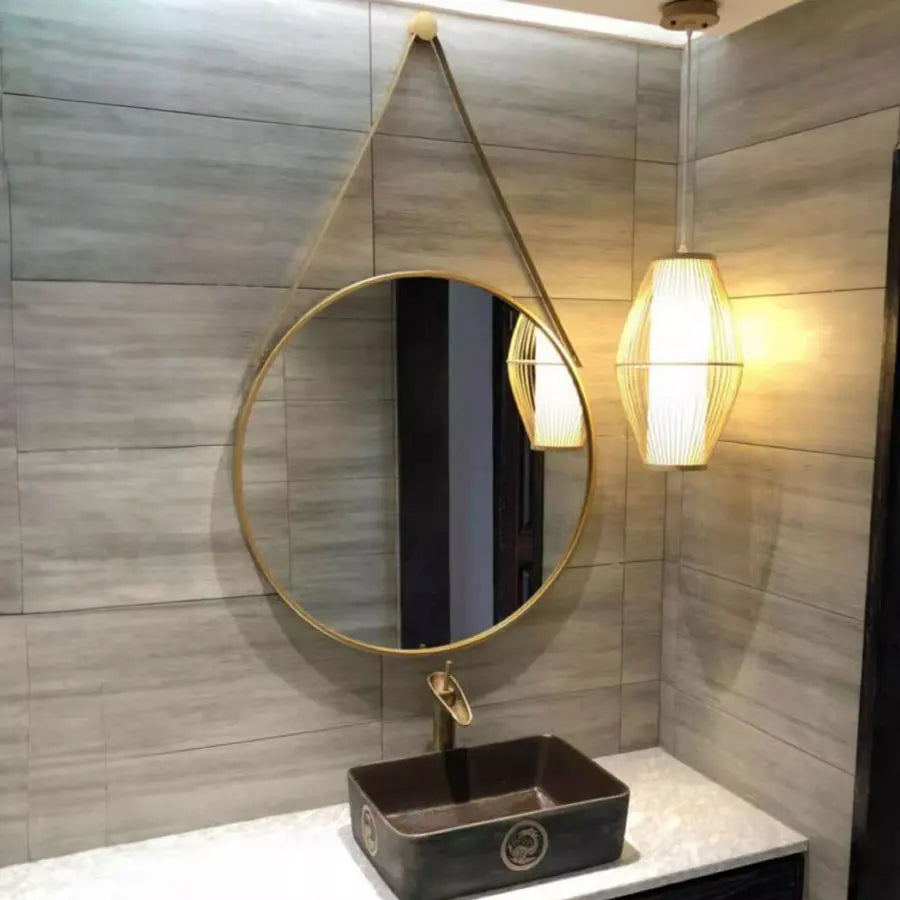 miroir rond doré mural pour salle de bain et coiffure - vue 4 sur 18