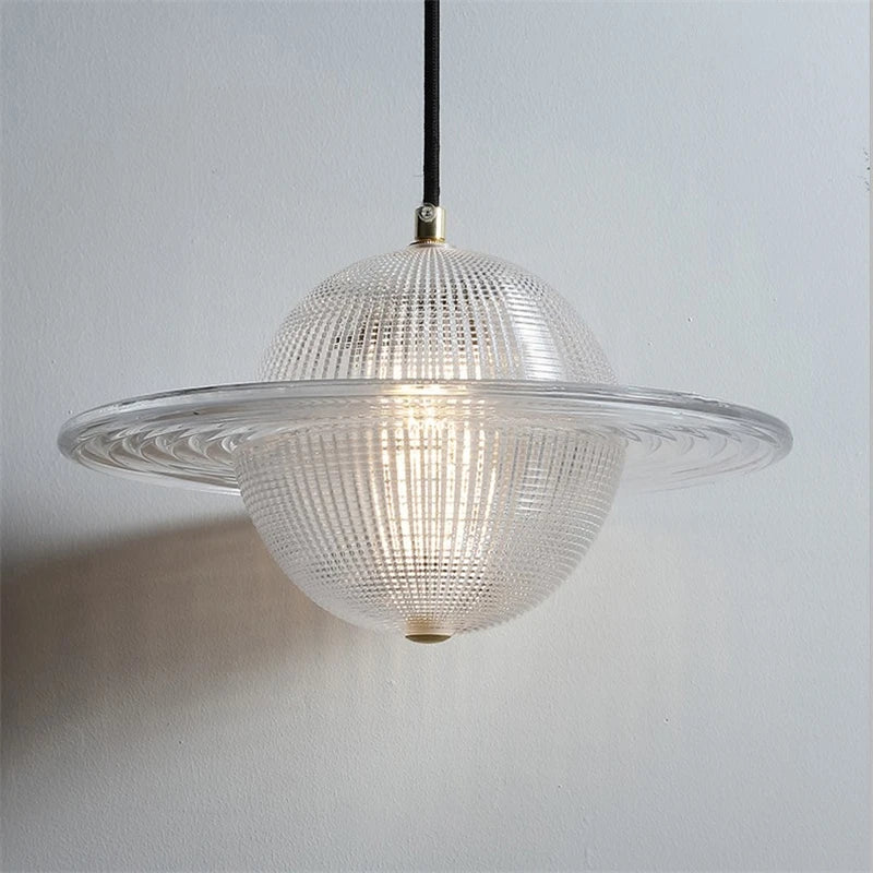 Lustre moderne en verre style nordique soucoupe volante led