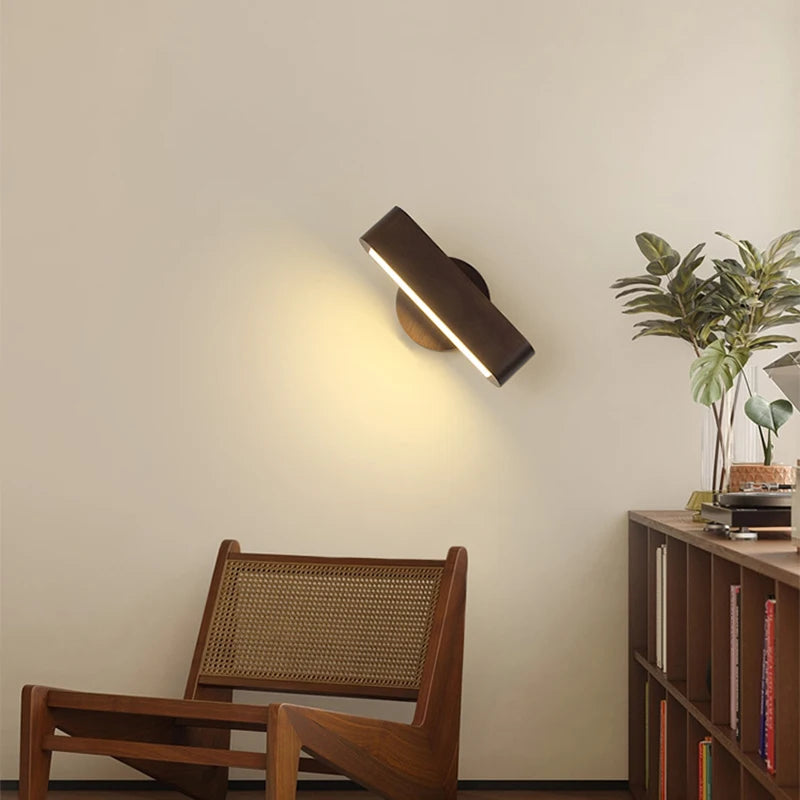 Applique murale intérieure moderne pour chevet chambre salon enfants escalier couloir fond veilleuse lampe circulaire en bois