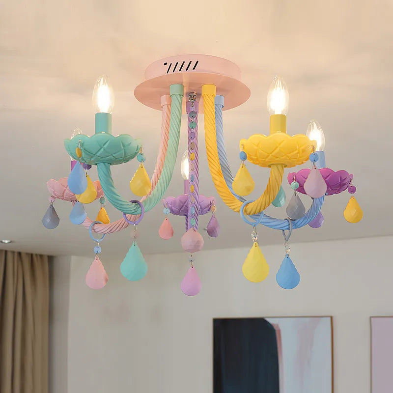 lustre cristal bougie deco intérieur led suspendue - vue 4 sur 13