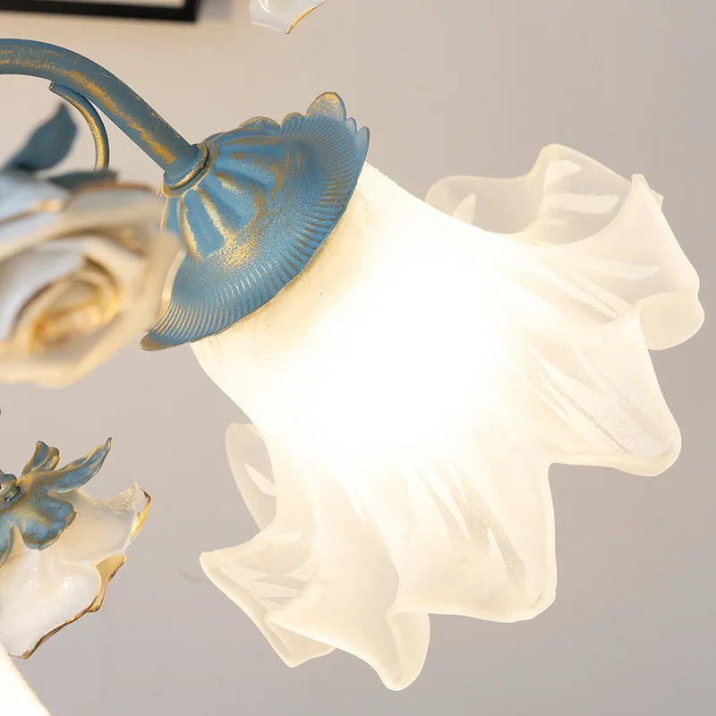 SANDYHA moderne suspension lumières français pastorale fleurs verre cristal Lustre salon salle à manger décor à la maison Lustre Design Luxe