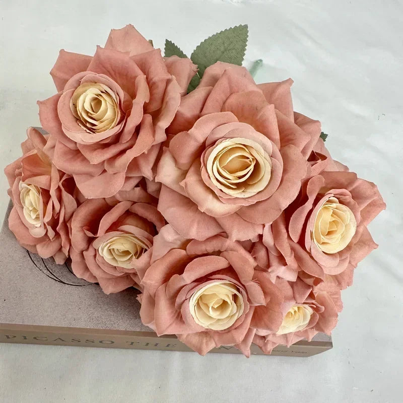 bouquet de roses artificielles en soie pour décoration festive