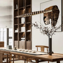 Suspension en bois lampe suspendue Table moderne LED longue lumière linéaire éclairage d'îlot de cuisine pour salle à manger salon bureau