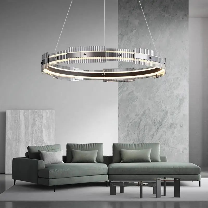 lustre minimaliste en verre rayé lumineux décoratif pour intérieur