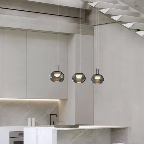 Lampe led suspendue gris fumé moderne intérieur 1/3 têtes