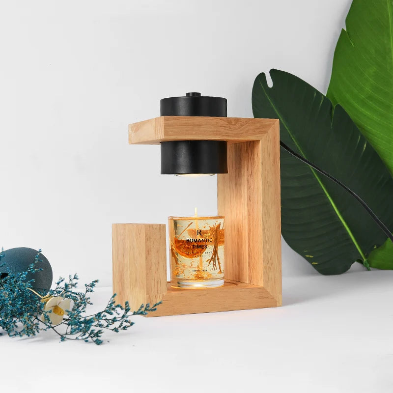 lampe chauffe-bougie aromathérapie bois nordique 110/230V éclairage intérieur - vue 4 sur 6