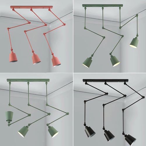 Suspension rotatives nordiques avec bras longs réglables salle à manger Restaurant café Bar lampe pliante éclairage de décoration intérieure E27