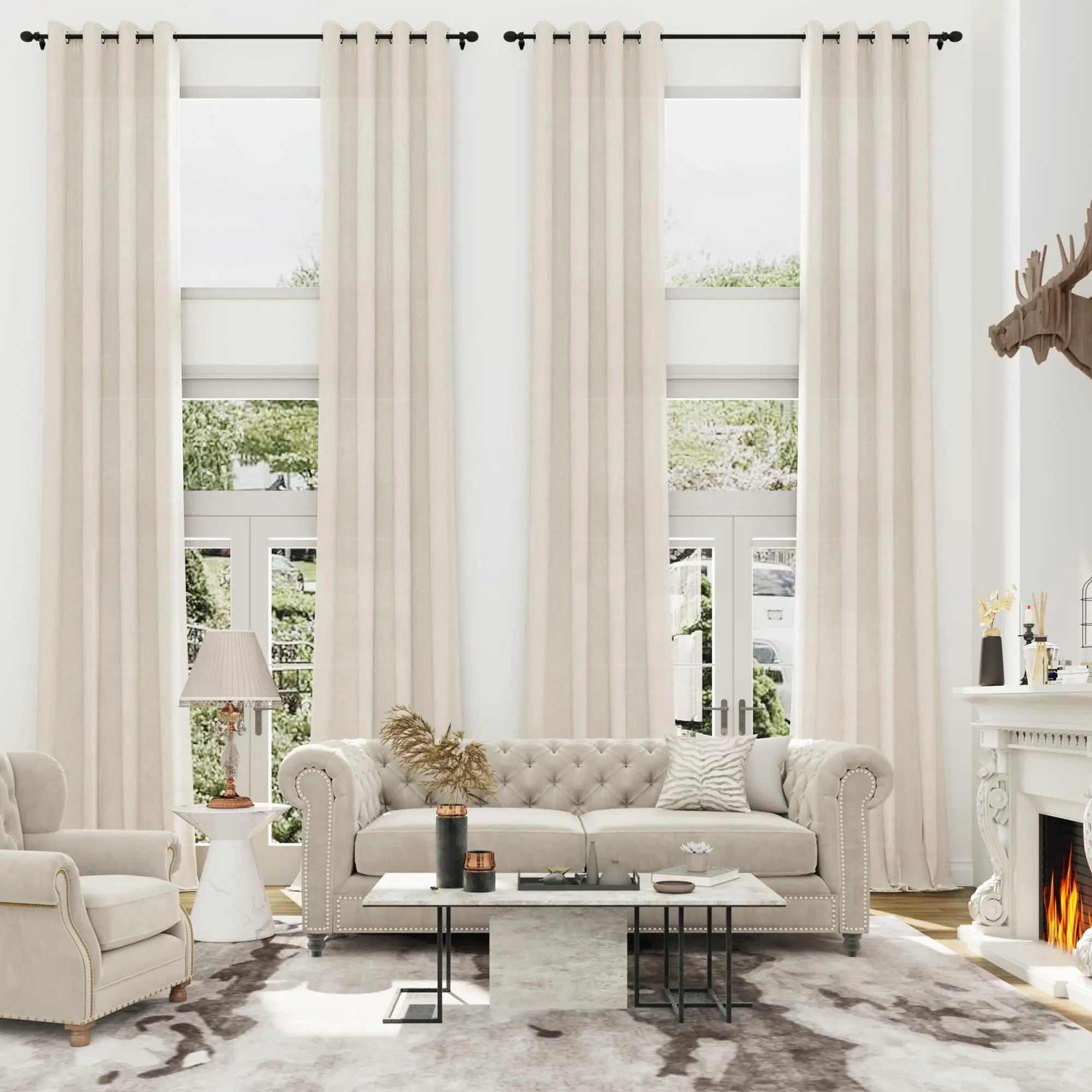 Voilage imitation lin extra long style moderne - vue 4 sur 6