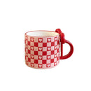 Mug ceramique anse noeud motif coeur damier original