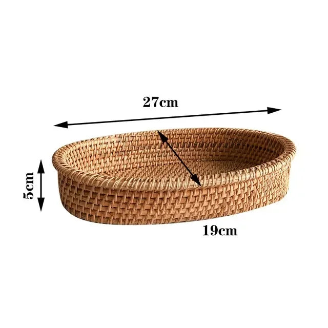 panier rond en rotin tressé pour fruits et collations - vue 13 sur 13